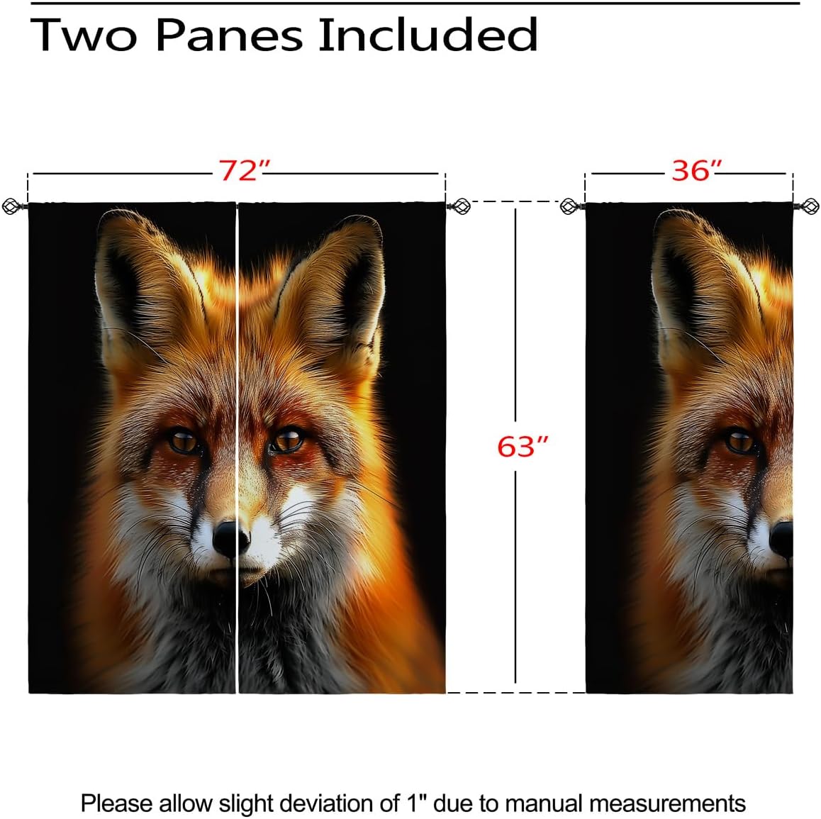 Fox Blackout Curtains for Girls Boy Home Decor, Nature Forest Animal Nursery Cool Art Grommet Thermal Insulated Drapes Darkening Window Curtain for Bedroom Living Room, 72 x 63 Inch