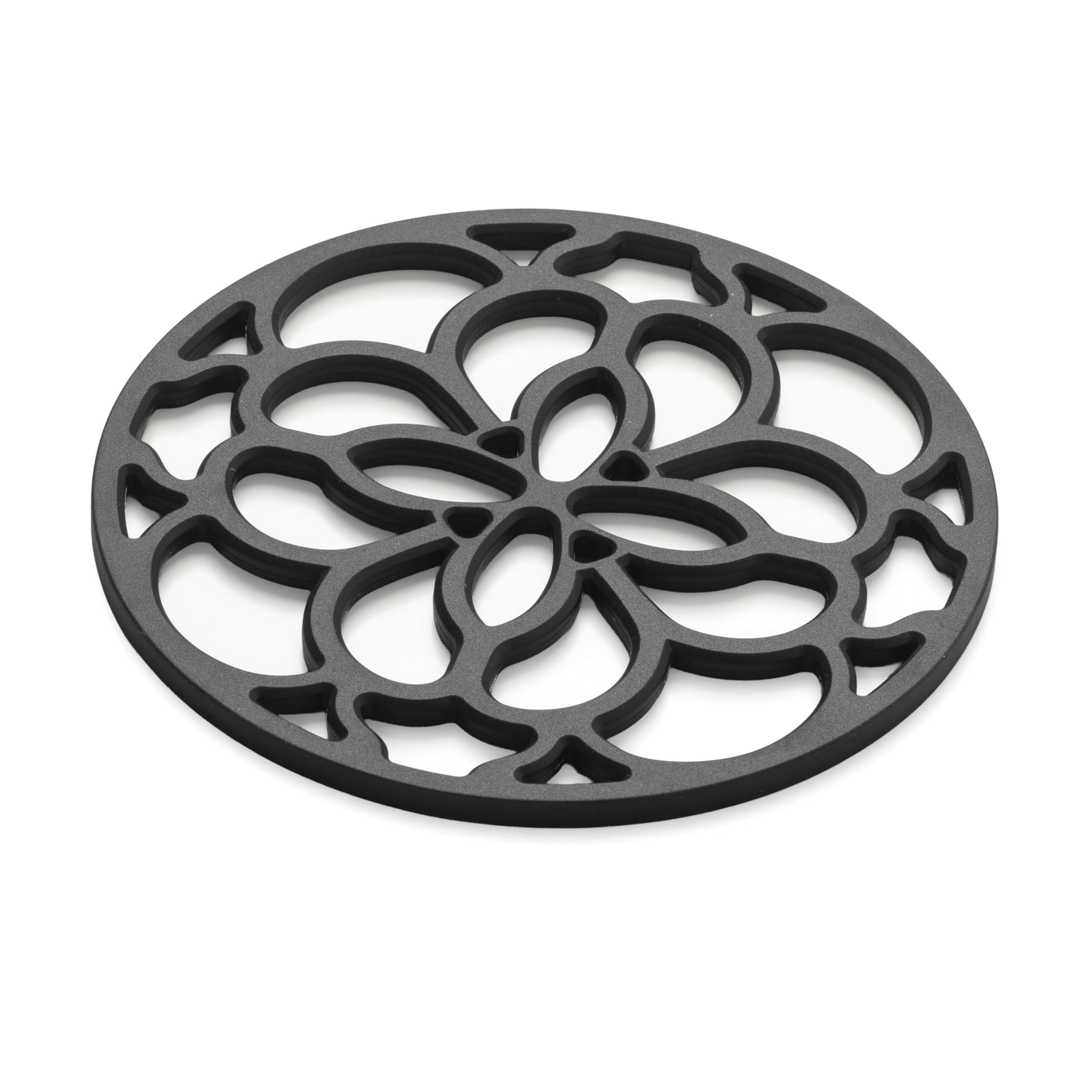 Zeal Silicone Trivet Mat for Hot Pots and Pans – Heat-Resistant, Non-Slip Kitchen Worktop Protector, Round Heritage Design, 18cm (Black)