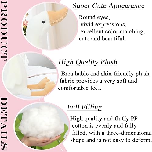 Miniatura 3 de Peluche de ganso de 15.7 pulgadas, juguete de cisne de peluche para niños y adultos, color blanco