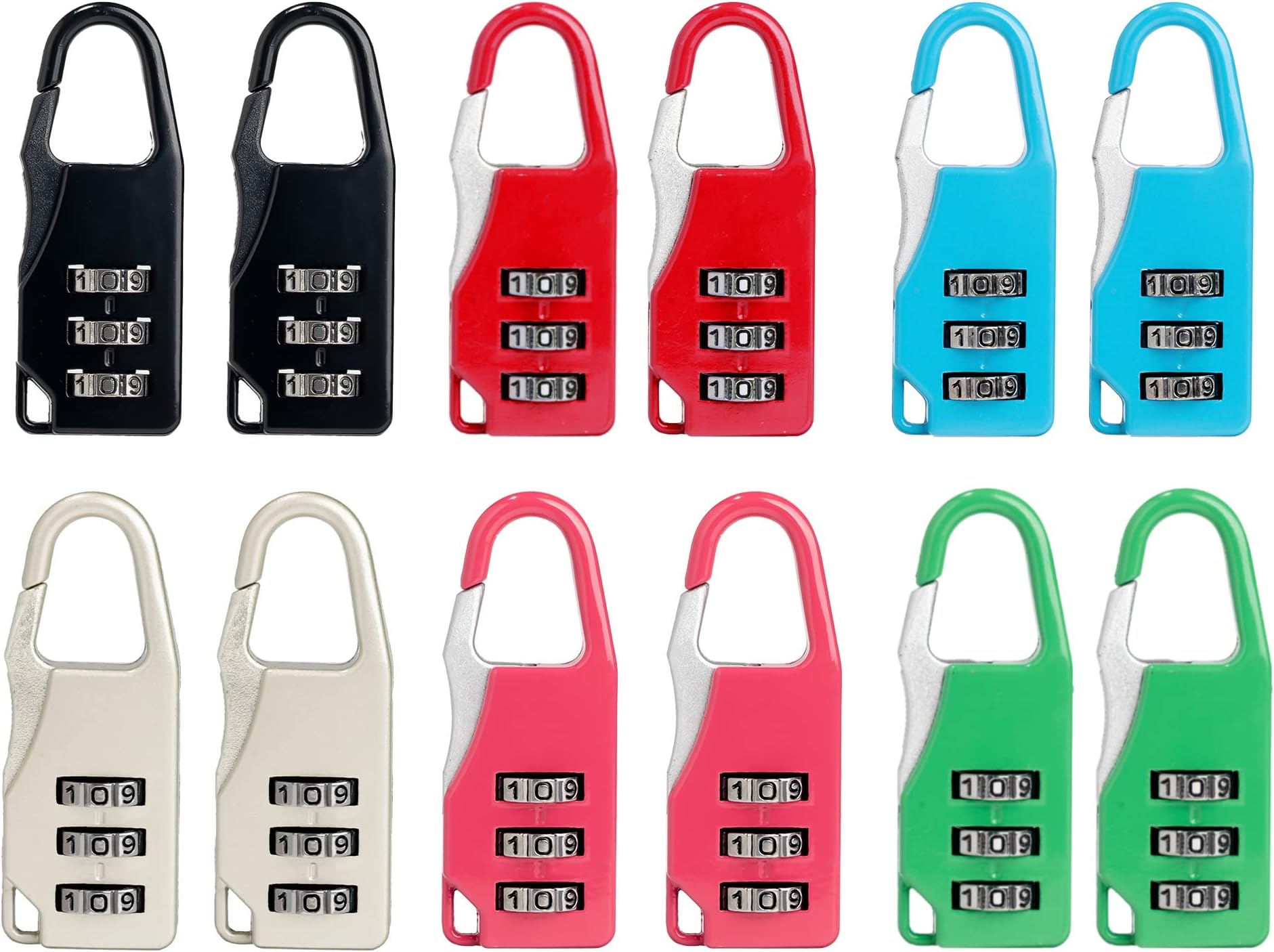 12 Pack Mini Password Lock Colorful 3 Digit Number Code Combination Padlocks Zinc Alloy Security Luggage Suitcase Backpack Cupboard Cabinet Anti-Theft Locks School Gym Locker Multicolor