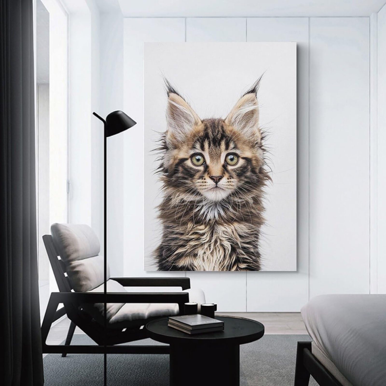 Junmoney Unframe-Style-19 Wall Art Print Cute Baby Main Coon Cat, 20X30inch(50X75cm), For Home Lounge, Bedroom Or Reading Nook, Modern Wall Decor For Cosy Interiors