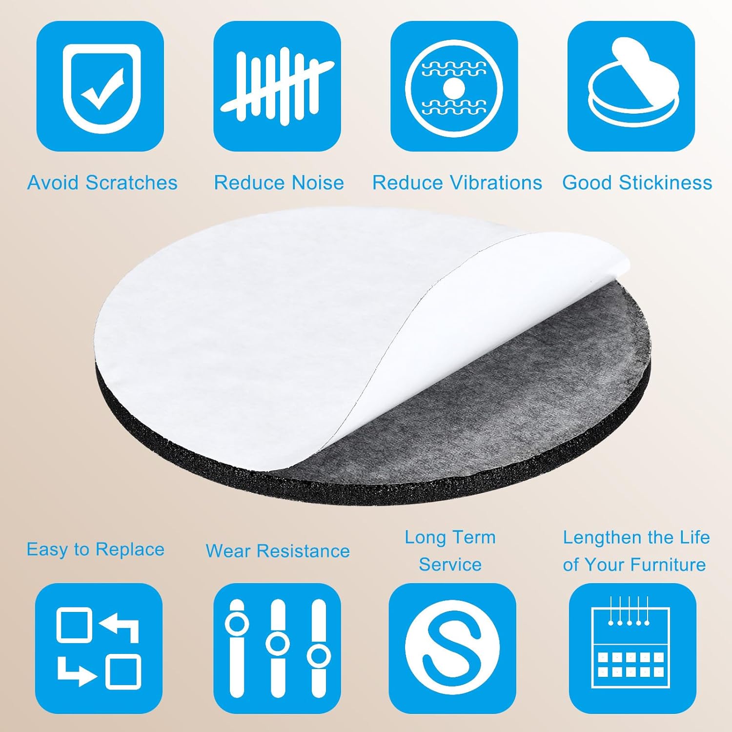 PATIKIL 5" Diameter Felt Furniture Pads, 4 Pack 1/5" Thick Lamp Base Felt Round Soft Adhesive Non-Slip Anti-Scratch Backed Felt Floor Protector for Lamp Furniture DIY Craft, Dark Grey