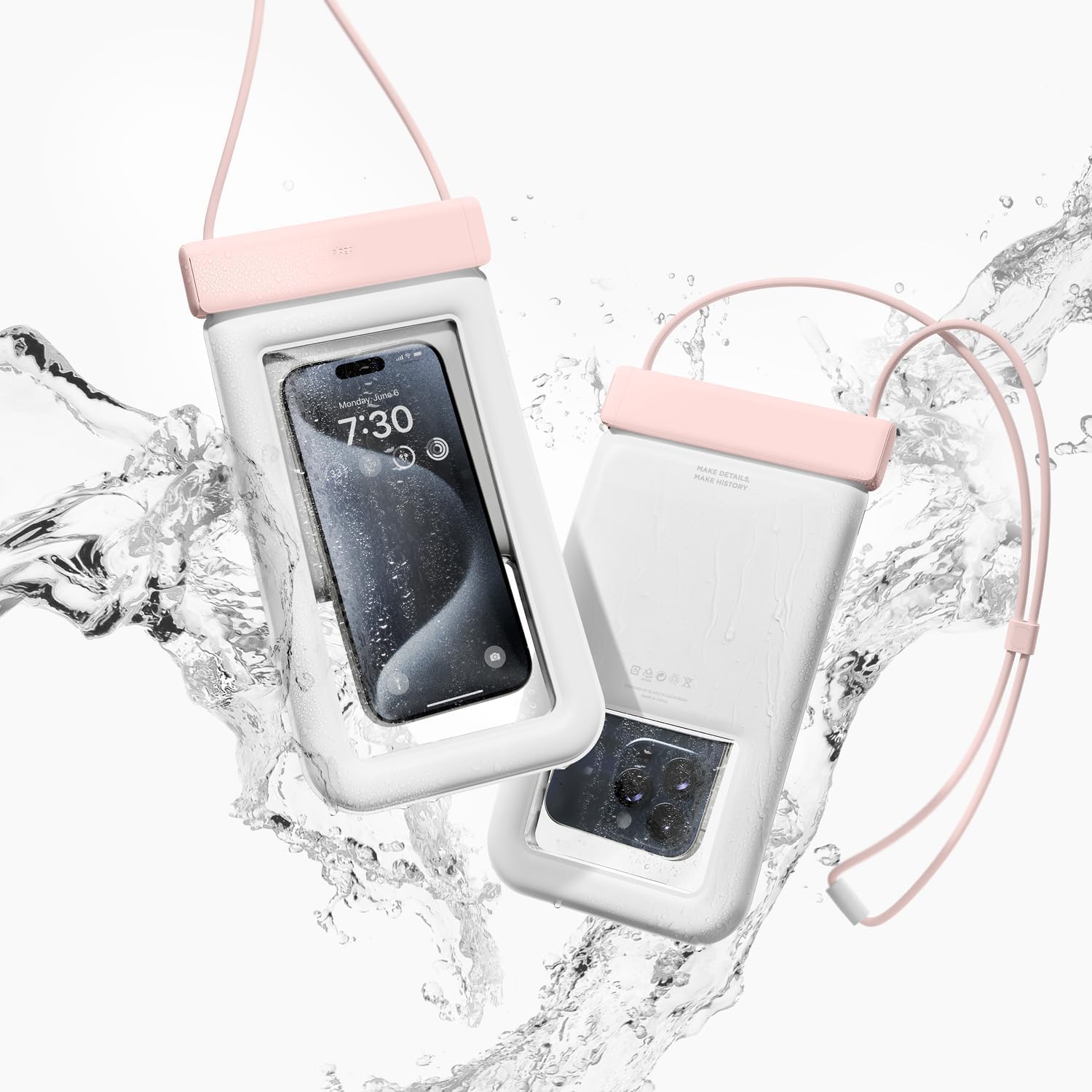 elago Waterproof Phone Pouch, Floating Dry Bag for iPhone & Galaxy | for iPhone All Series, Galaxy All Series - Underwater Screen Touchable, Dual Zipper Lock, Card Pocket (Lovely Pink)