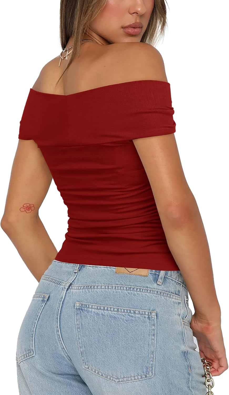 Darong Women Summer Twist Knot Front Off The Shoulder Tank Tops Cap Sleeve Going Out Shirts Slim Fitted Y2K Outfits - Image 2