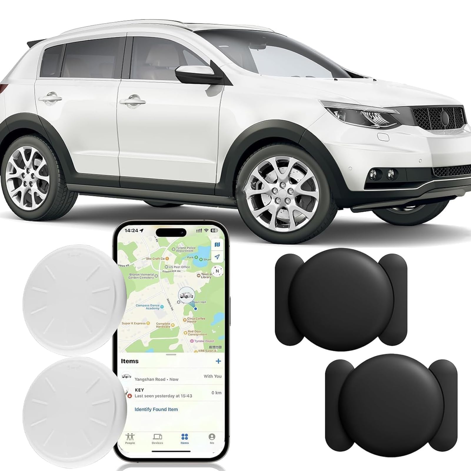 2PCS Tracker Device for Vehicles,GPS Car Tracker-No Monthly Fee Car Locator Works with Find My(iOS Only),Mini Hidden Car Tracker with Magnetic Case,GPS para Ccarros.