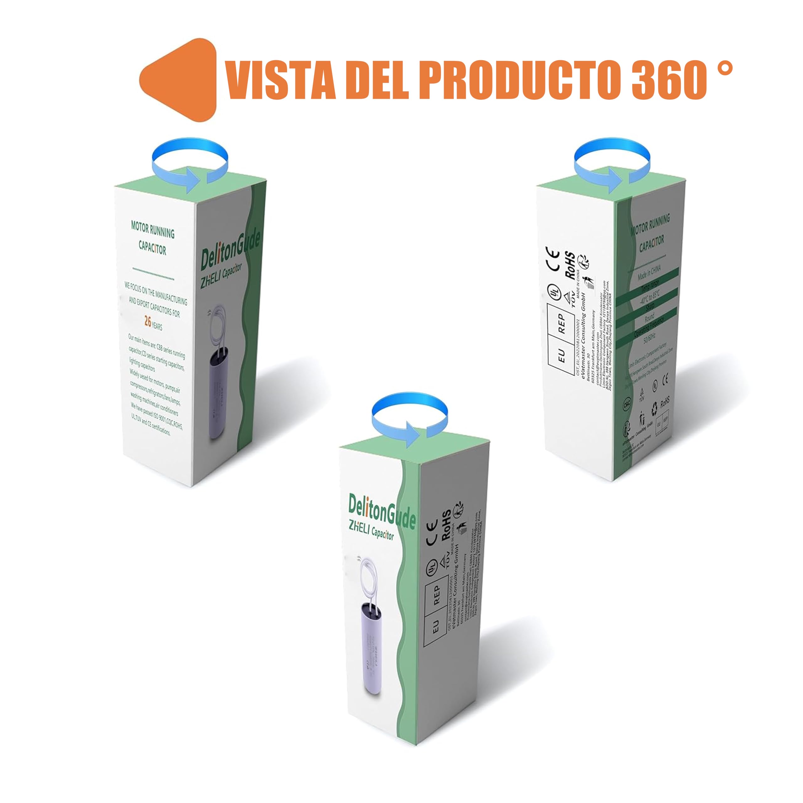 CBB60 20uF Motor Start Run Condensador MFD 450VAC 50/60Hz cilíndrico