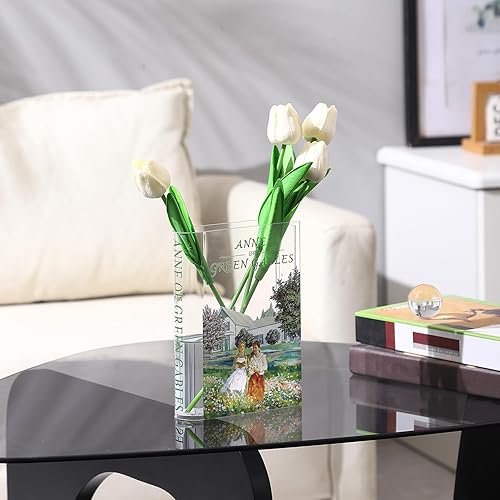 Miniatura 2 de Jarrón de libro de acrílico para flores, florero de libro, florero de libro transparente, florero en forma de libro, jarrón pequeño para el hogar,