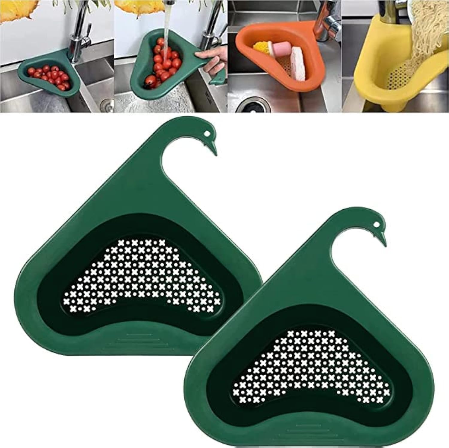 HETANSHICON 2PCS Kitchen Swan Sink Strainer Triangular Basket Corner Kitchen Swan Shape Sink Basket Drain Rack Garbage Storage Basket Multifunctional Kitchen Sink Filter Fits Most Sinks(Multicolor) (B0BH52Z4YW) Amazon Price History, Amazon Price Tracker