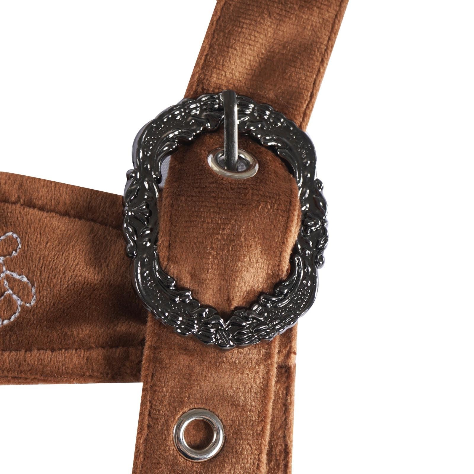 Lederhose Herren Tracht Set, Lederhosen Outfit Oktoberfest, Traditionelle Kniebundhose Lang+ Trachtenhemd Männer Trachtenhose M.träger Kariertes Deutsches Bayerisches Oktoberfest-Kostüm Set Für Herren