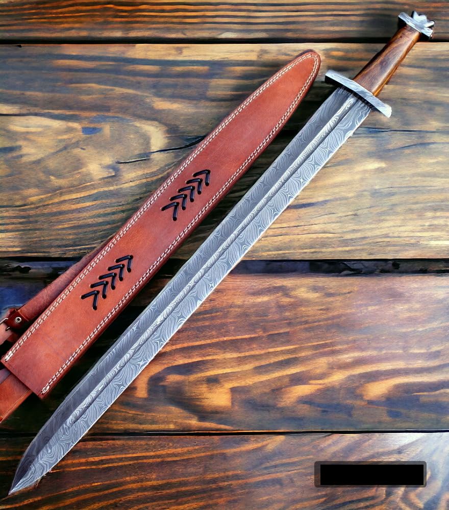 Wilson Roy Custom Damascus Steel Celtic Gladious Sword - 32" Long Dagger for Camping