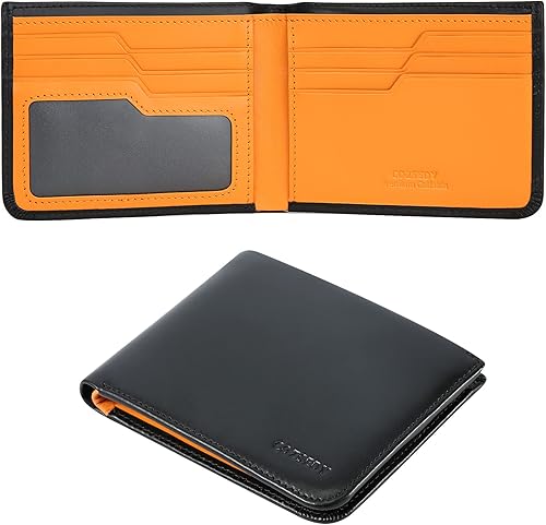 Billeteras delgadas de piel de becerro para hombres con bloqueo RFID, bolsillo frontal minimalista, billetera plegable para hombre, de fácil acceso,