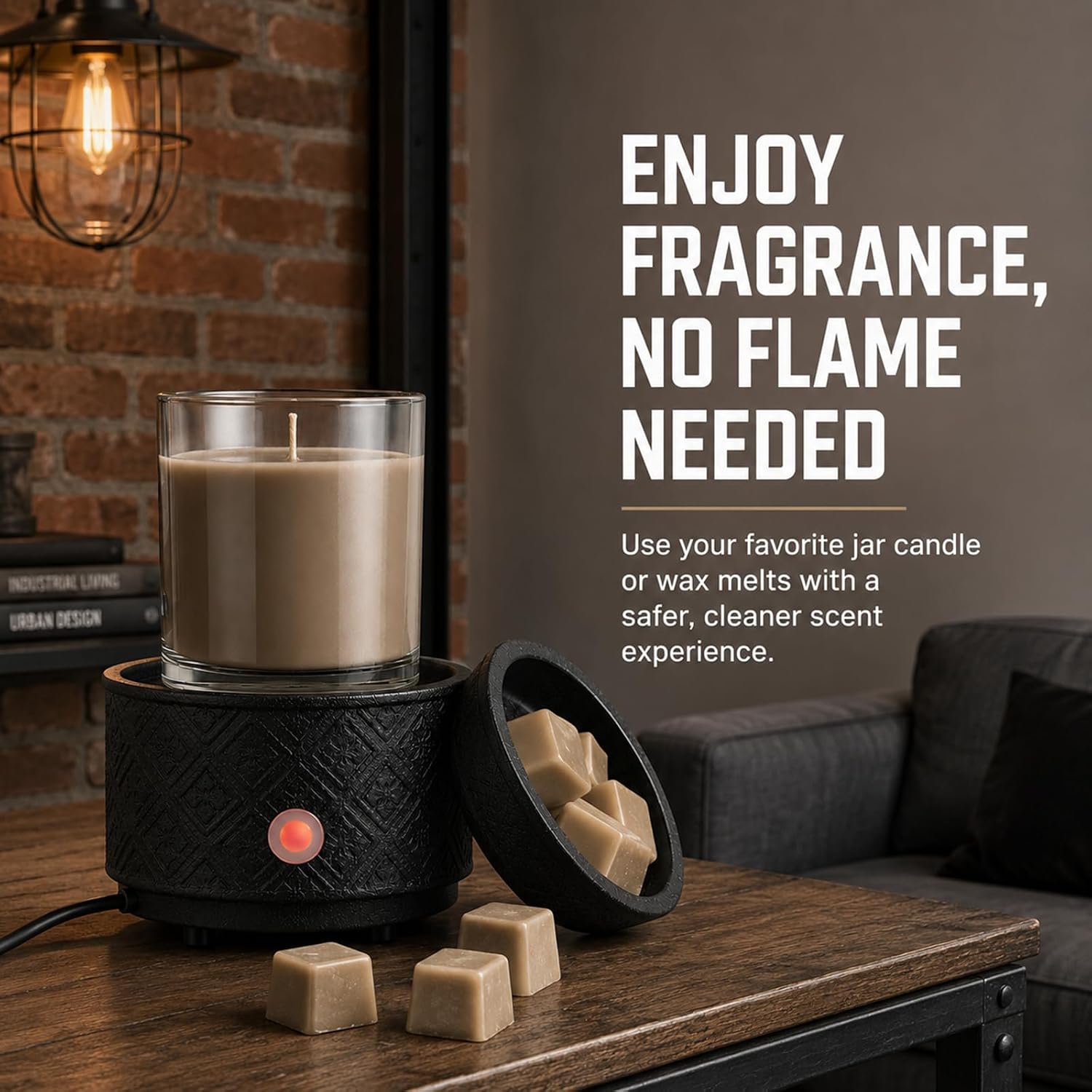 MOCOSA Wax Melt Warmer for Scented Wax,3-in-1Ceramic Wax Warmer Fragrances Candle Oils, Home Fragrance Burner,Electric Candle Warmer for Mom Women(Black)