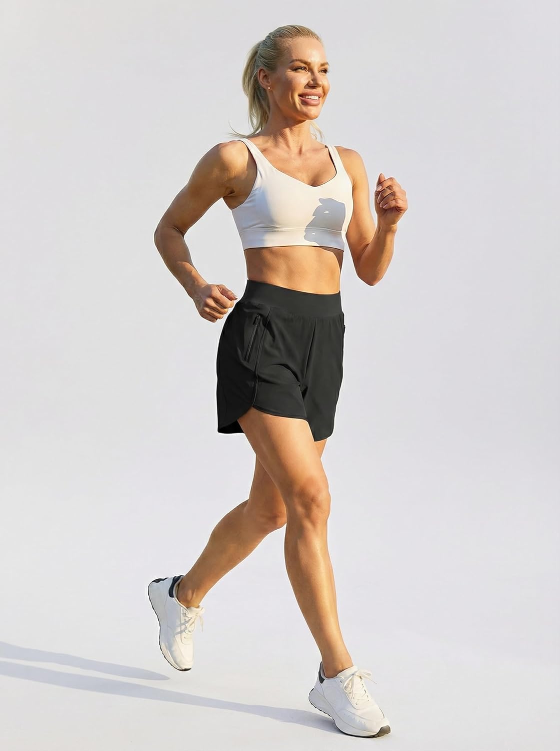 BMJL Womens Athletic Shorts 5" High Waisted Light Weight Workout Running Gym Activewear with 2 Zipper Pockets Quick Dry - Image 3