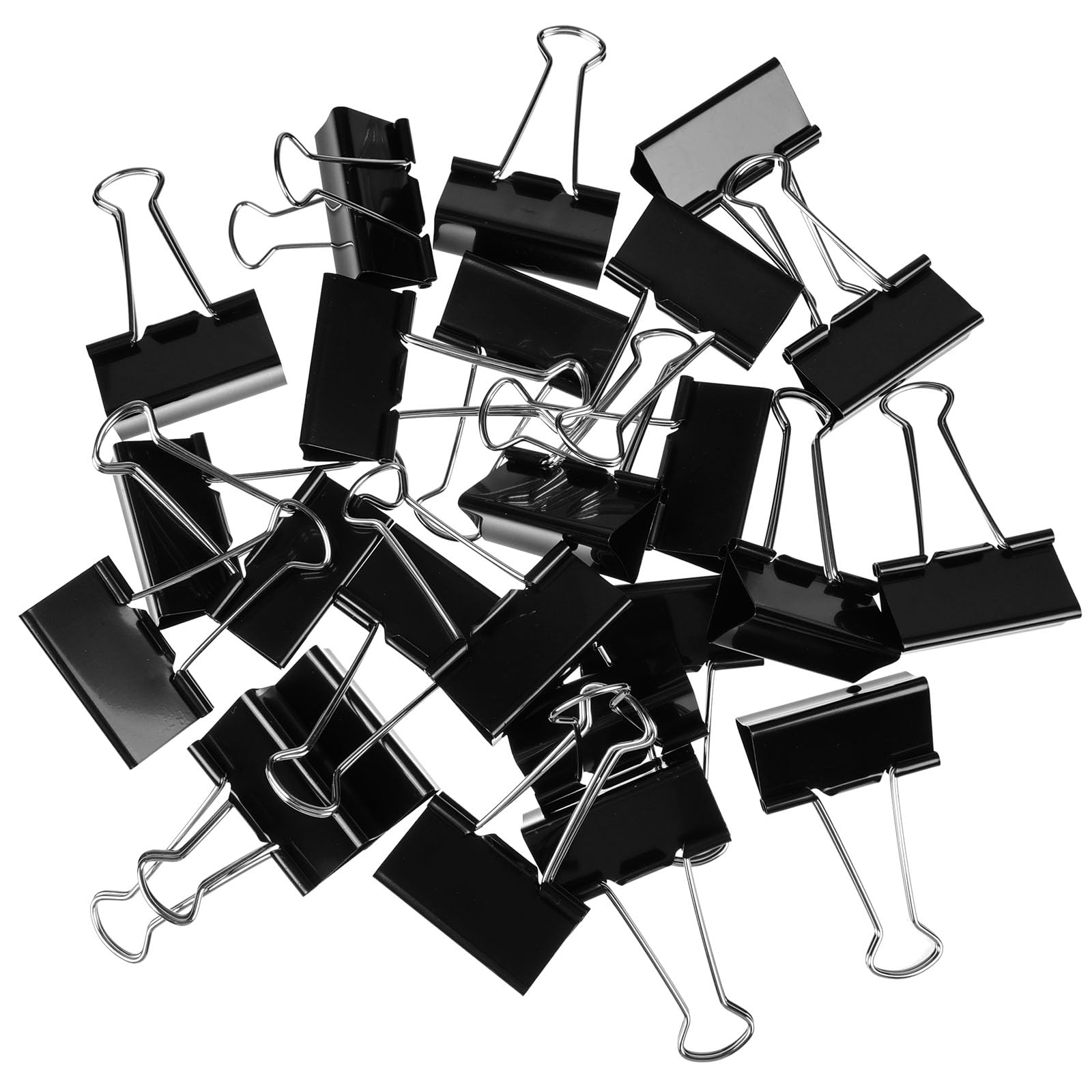AOOSU Binder Clips 24pc, 51 mm Bulldog Clips for Paper – Black Metal Foldback Clip, Paper Clamp Suitable for Offices, Schools, Homes, Kitchens, Shops