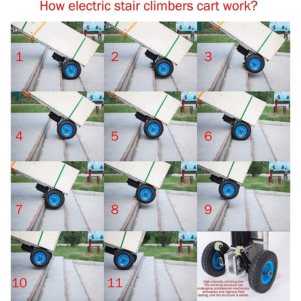 BOCbco 2 Pcs Carrello Saliscale Elettrico Pieghevole per Scale, Carico 200 Kg, Salva-Lavoro con Motore Brushless Silenzioso