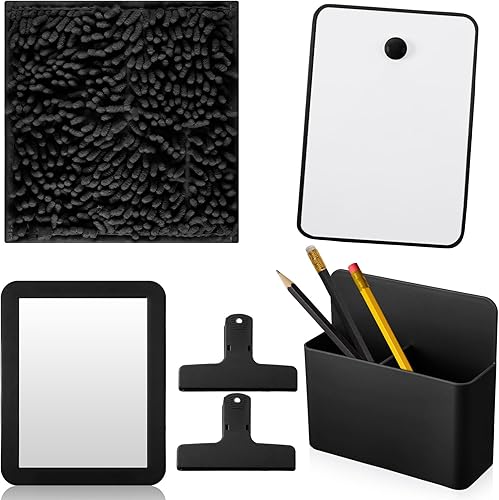 Miniatura 8 de Sintuff Juego de casilleros magnéticos de 6 piezas con tablero de borrado en seco, alfombra de piel, soporte magnético para marcador, clips