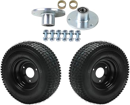 2Pack 13x5.00-6 Wheel Tire & Rim, 13x5x6 Go Kart Tire, 4-Ply Tubeless Tire with Left Right Wheel Rim Hub 3 Stud 17mm Bearing Flange for Mini Bike Quad Riding Lawn Mower Four-Wheel