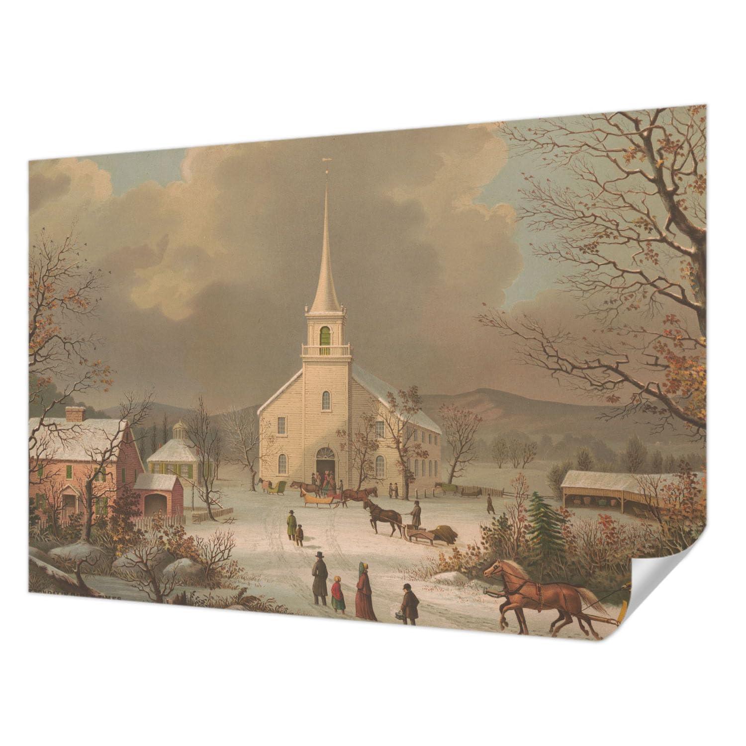 Papel pintado autocolante 152x104 cm Tulup con paisaje invernal para decoracion de pared moderna