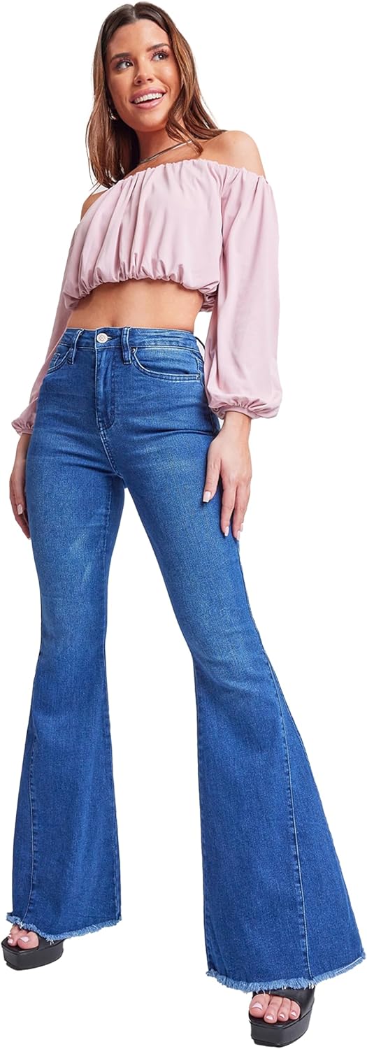 YMI Womens Repreve W/Lycra Gigi HIGH Rise Extreme FIT & Flare, N02, 3 Blue - Image 4