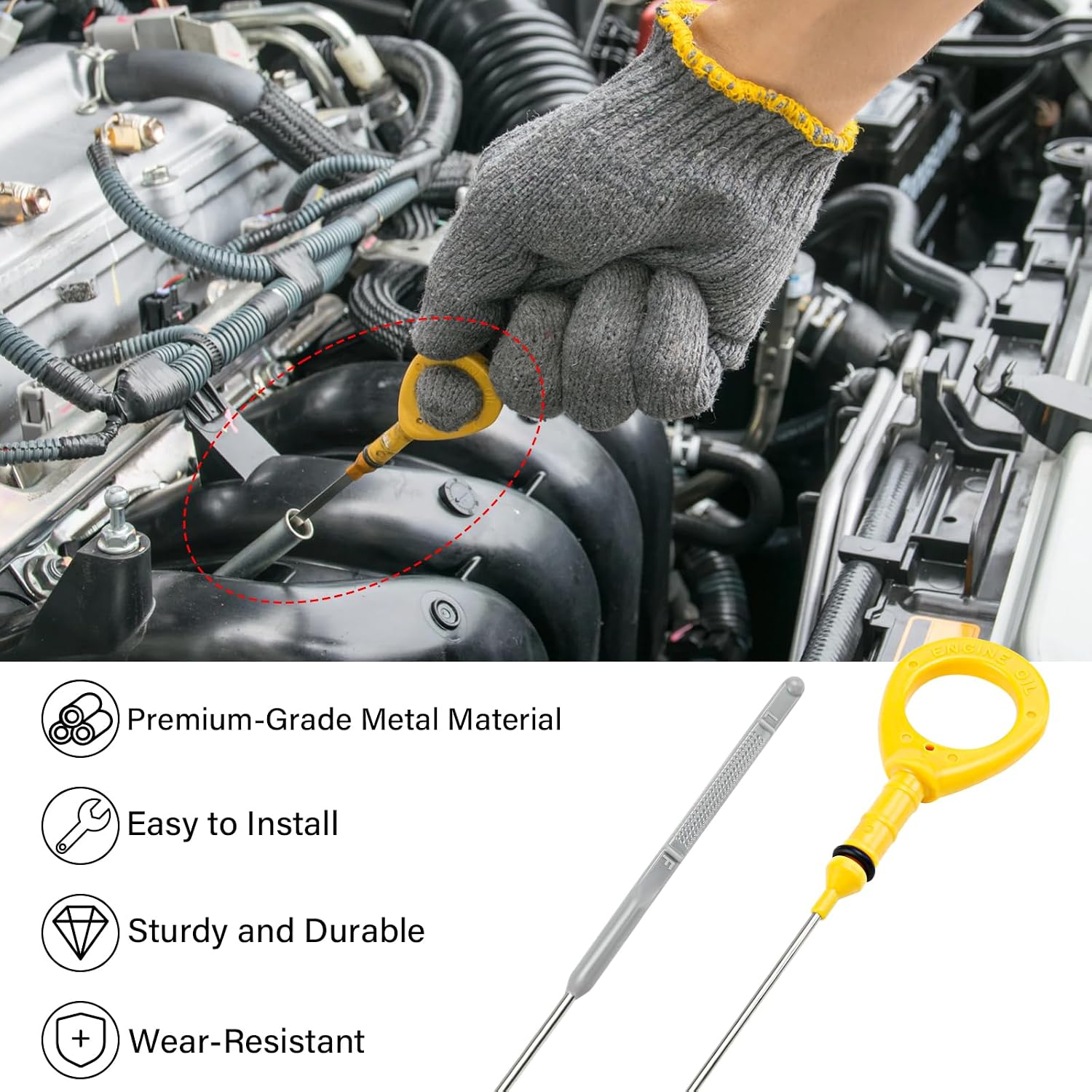 Engine Oil Dipstick Fit for Toyota Camry 2002-2006, Solara 2002-2006 Oil Level Indicator Dip Stick, Replaces 917-396 153010H012 153010H010