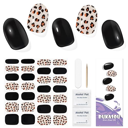 28pcs Semi Cured Gel Nail Strips, Gel Nail Stickers Work