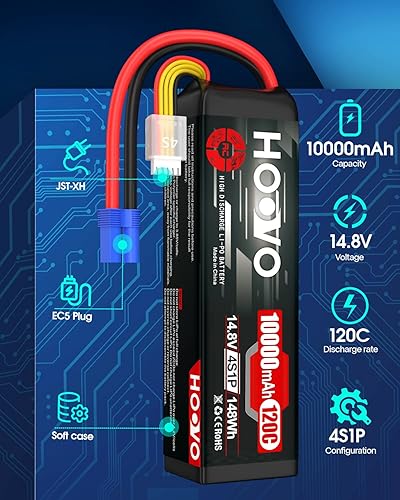 Miniatura 9 de HOOVO Batería 3S Lipo 11.1V 10000mAh 120C RC Softcase EC5 enchufe compatible con coches RC, drones, DJI, FPV, avión RC, pasatiempos de carreras,