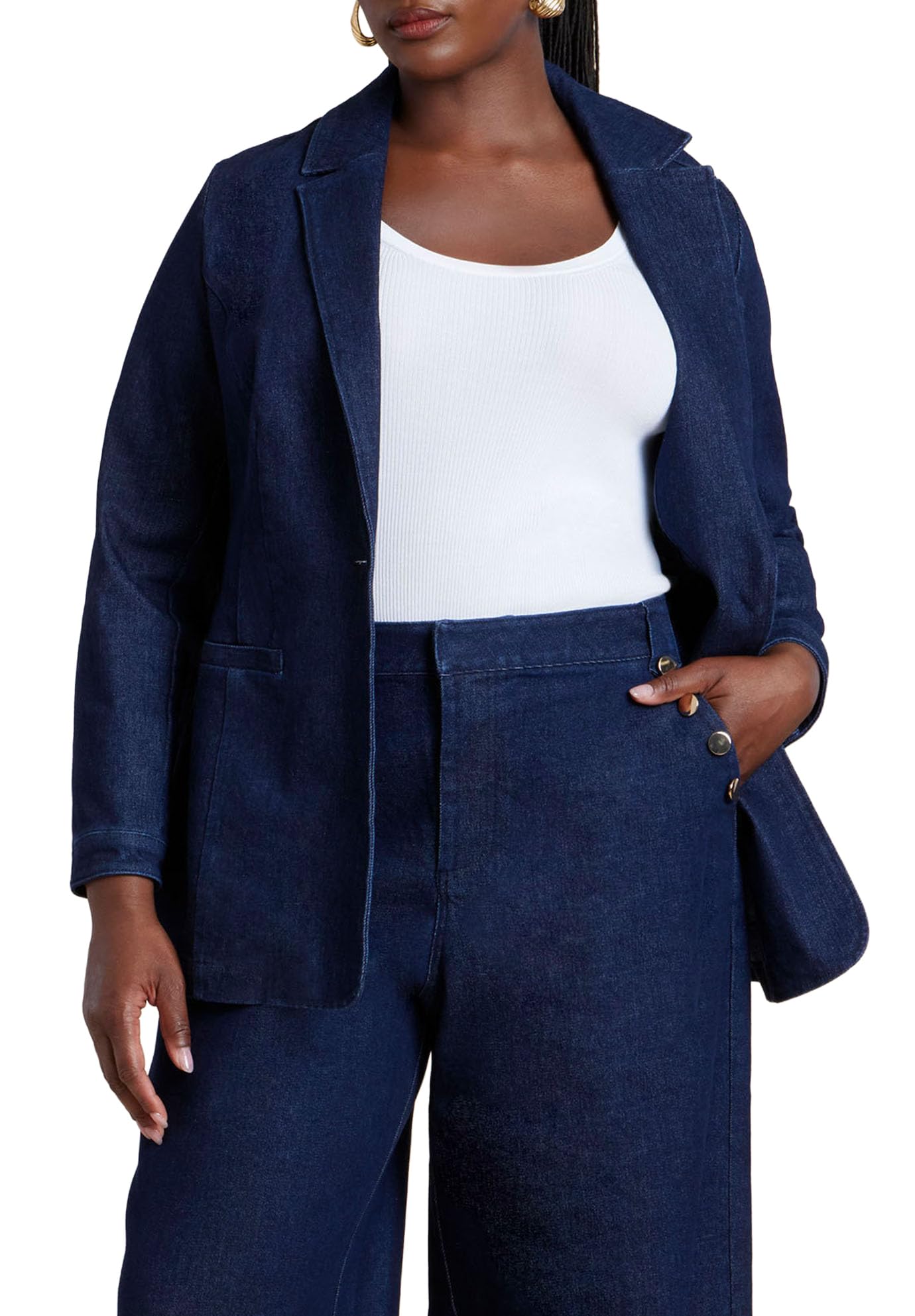 ELOQUII Womens Plus Size Denim Blazer
