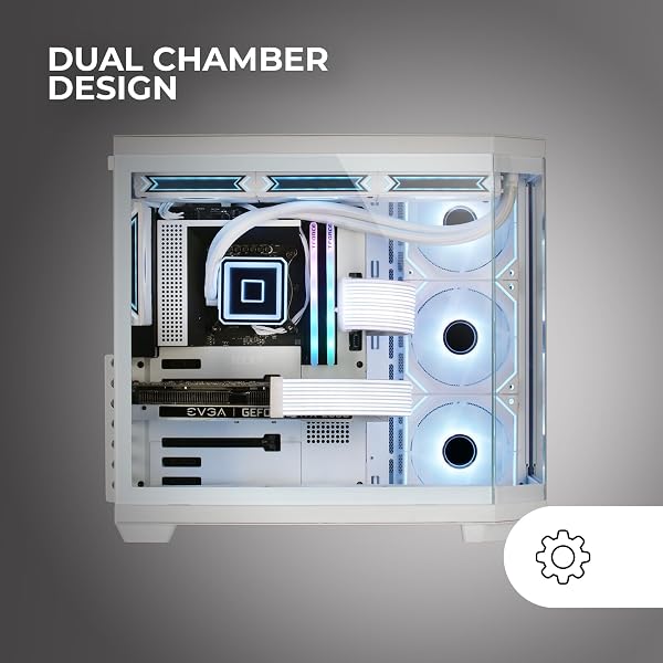 Mars Gaming MC-3TCORE, Boîtier Gaming Custom ATX, Triple Verre Trempé Amovible, Double Caméra, Semi-Tour Compatible avec Cartes-mères à Connecteurs Inversés, Support Refroidissement Liquide, Blanc - 3