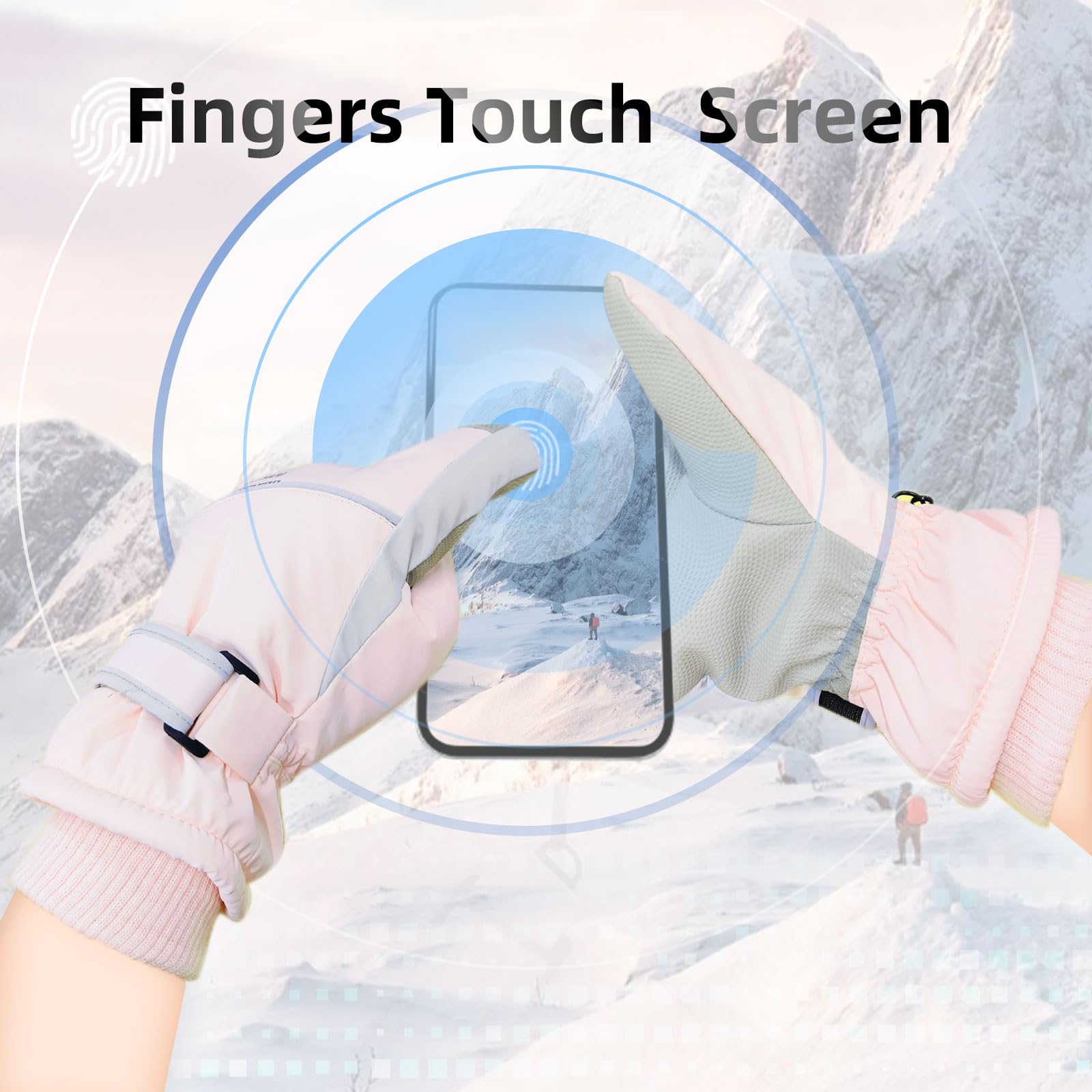 Gants De Ski Pour Femme Andiker - Écran Tactile, Imperméables, Doublure Peluche Épaisse - Chauds, Confortables Pour Ski, Snowboard, Équitation