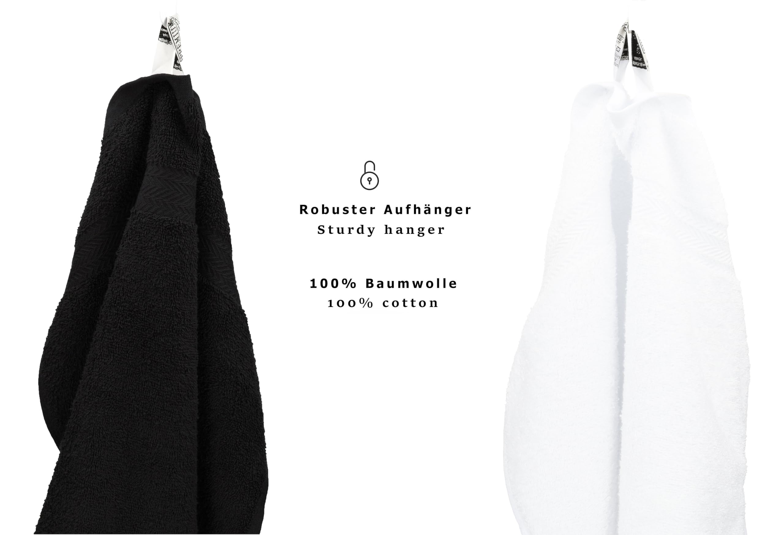 Betz 10-TLG. Handtuch-Set Premium 100% Baumwolle 2 Duschtücher 4 Handtücher 2 Gästetücher 2 Waschhandschuhe Farbe Schwarz & Weiß