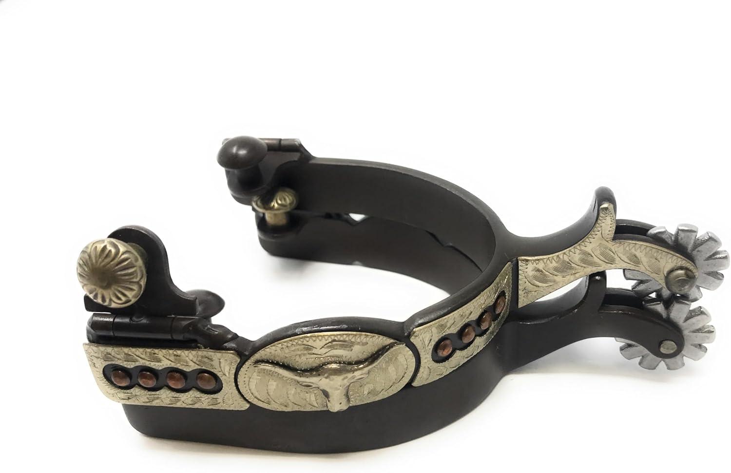 AJ Tack Men's Antique Brown Longhorn Engraved Spurs
