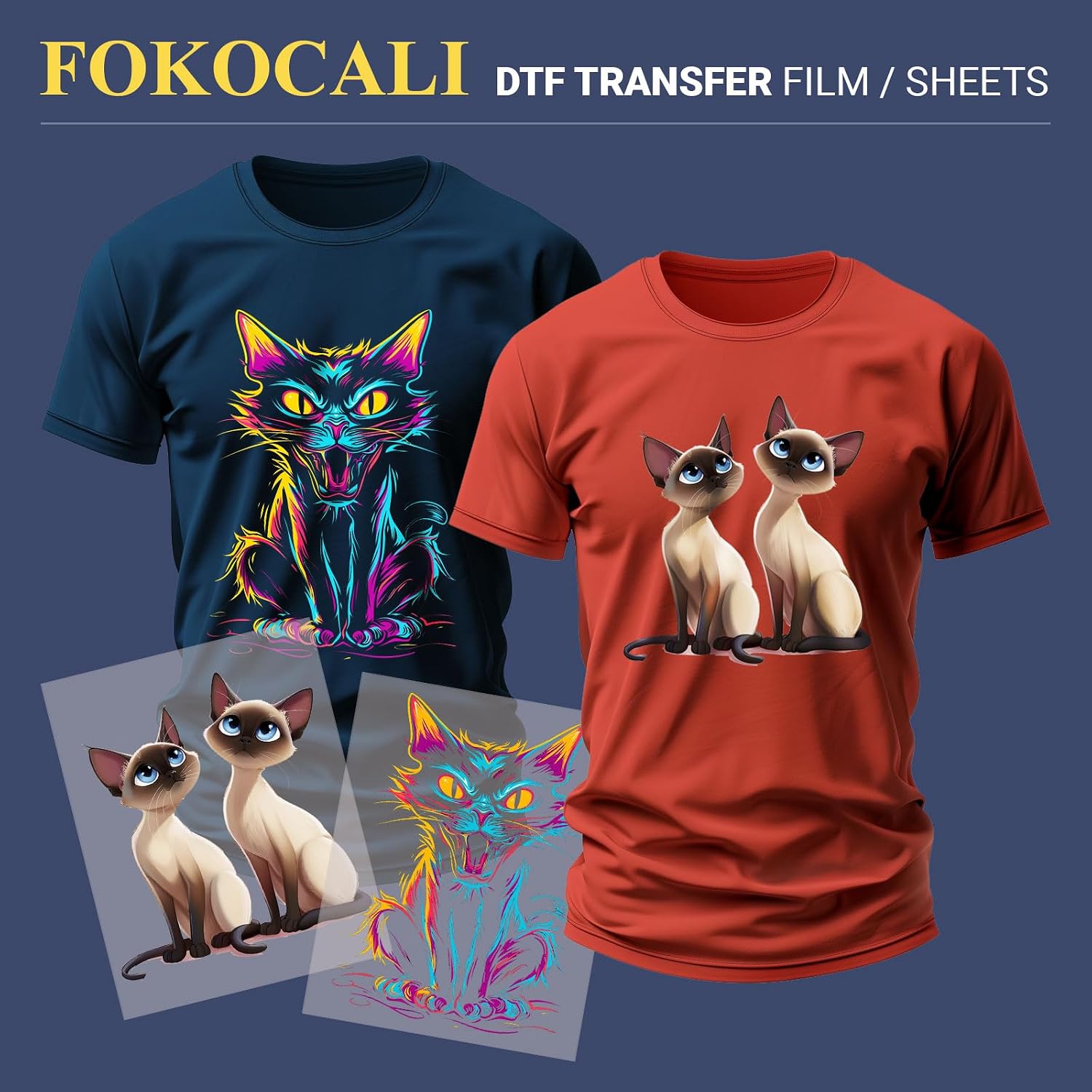 DTF Transfer Film 16" x 20" 100 Sheets Double-Sided Matte Clear PreTreat Sheets Warm Peel PET Heat Transfer Paper for DTF Printing on T-Shirts Textile