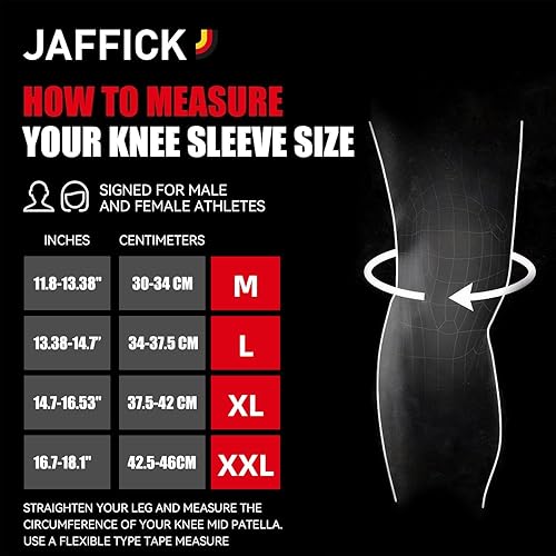Miniatura 5 de Jaffick Rodilleras (1 par), rodilleras de compresión de doble capa para adecuado para sentadillas, levantamiento de pesas, levantamiento de