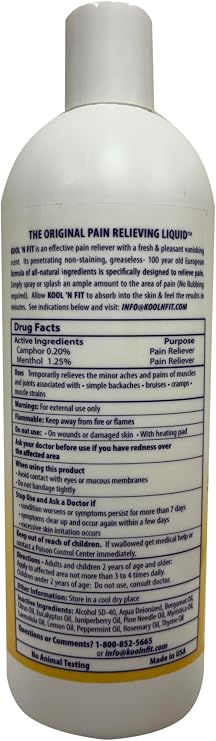 Kool N Fit Pain Relief Product (16oz) - Foot, Lower Back Pain Relief, Knee Pain Relief & More, Quickly Absorbed, Non-Greasy, Non-Staining, All Natural