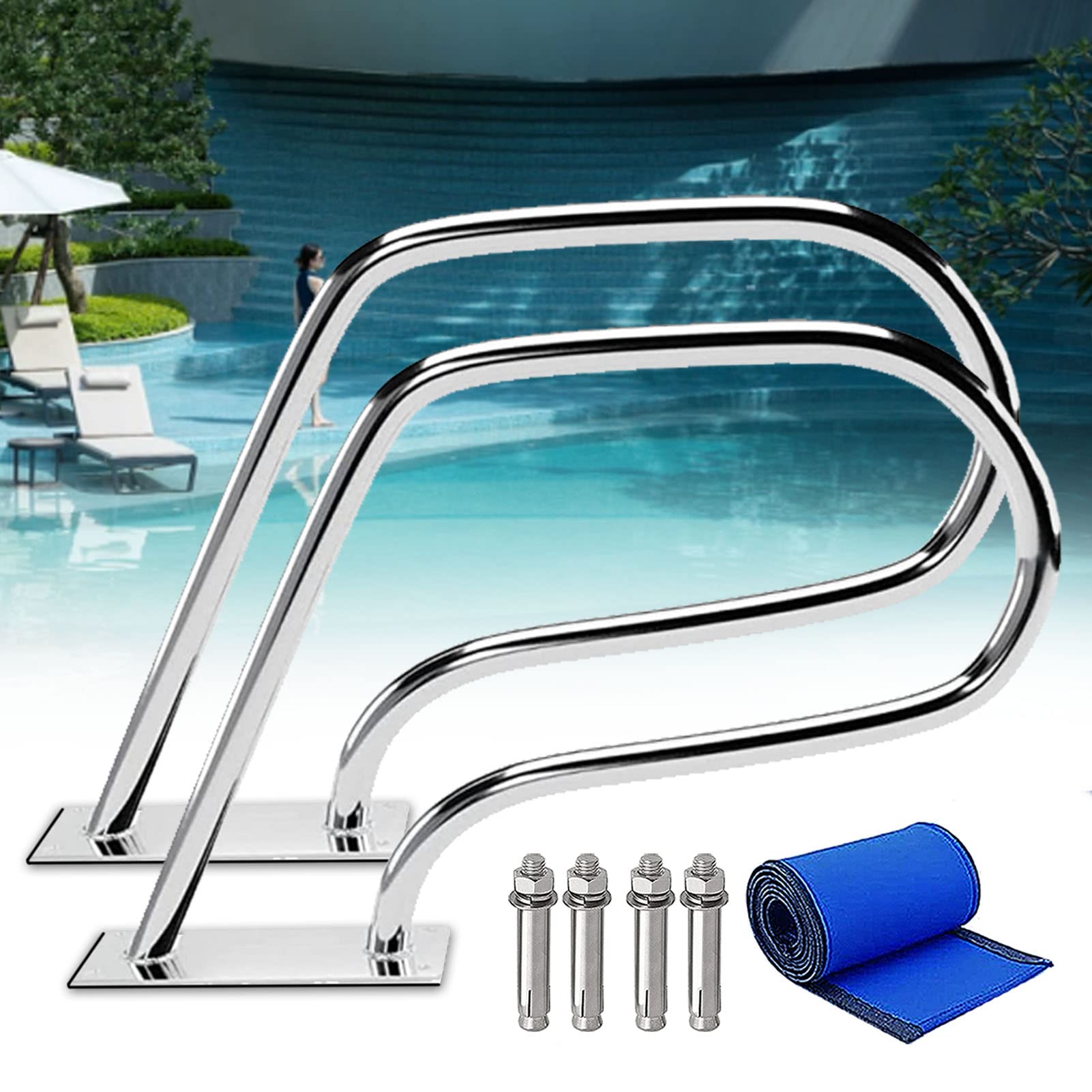 Barandilla de Piscina, Barandilla de Piscina 2 Piezas, Barandilla de Seguridad para Parque Acuático Deuas Termales de Verano