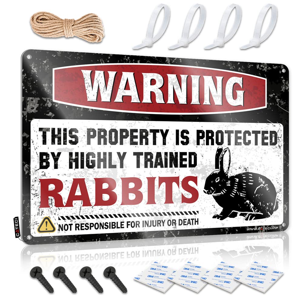 Plaque Tapestry Wall Decor | Warning This Property Is Protected By A Highly Trained Rabbits Feminist For Western Home(30X40CM)