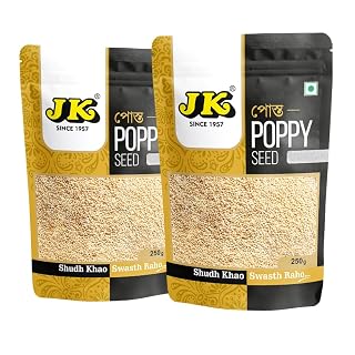 JK Premium Poppy Seeds (Posto/Khus Khus) 250g | Pure & Natural Indian Posto Dana | Additive-Free | Fresh for Curries & Indian Cooking (Pack Of 2)