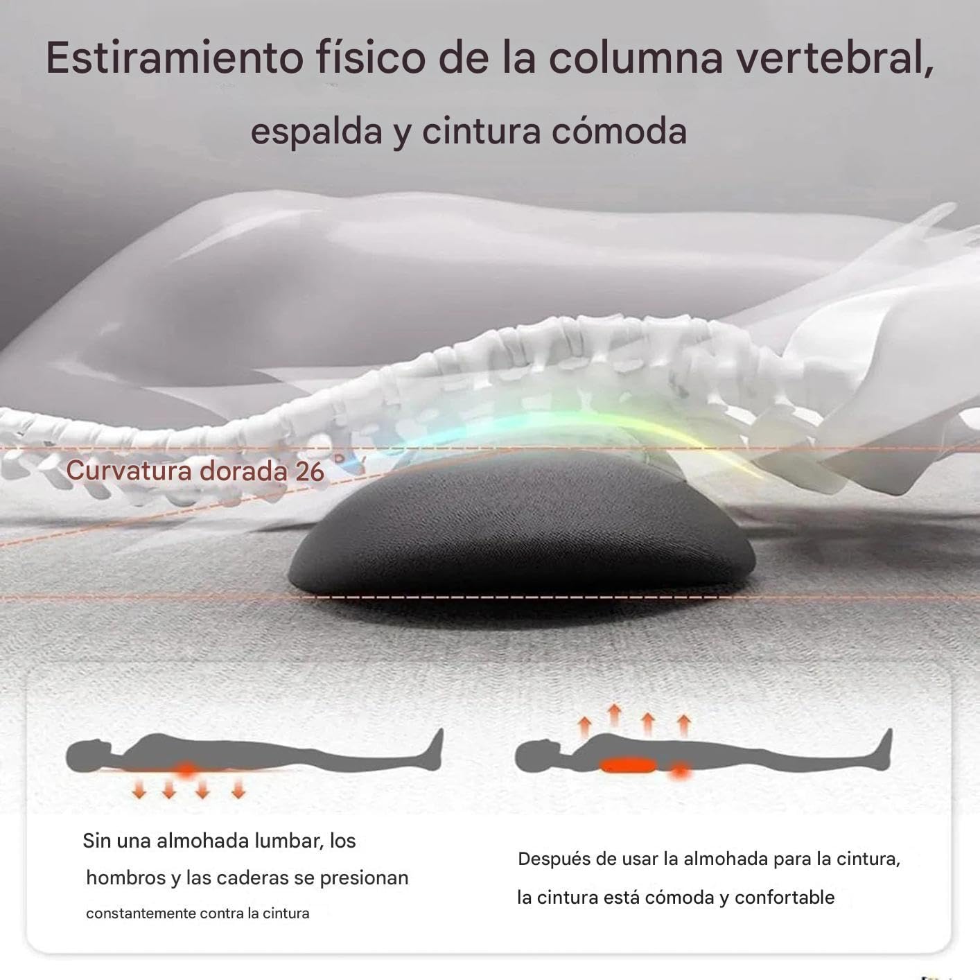 Almohada soporte cintura para dormir Masaje Relajante Vibratorio Con Calor | Almohadilla Térmica Portátil para Cintura para Silla, Coche, Sofá, Silla de ruedas, Viajes, Hogar, Oficina,