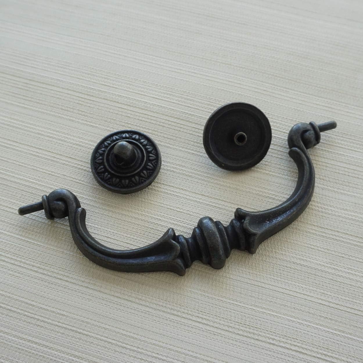 3.5" 5.5'' Large Drop Bail Handle Dresser Pull Drawer Pulls Handles Rustic Antique Bronze Kitchen Cabinet Handles Knob Hardware (5.5" Hole to Hole)