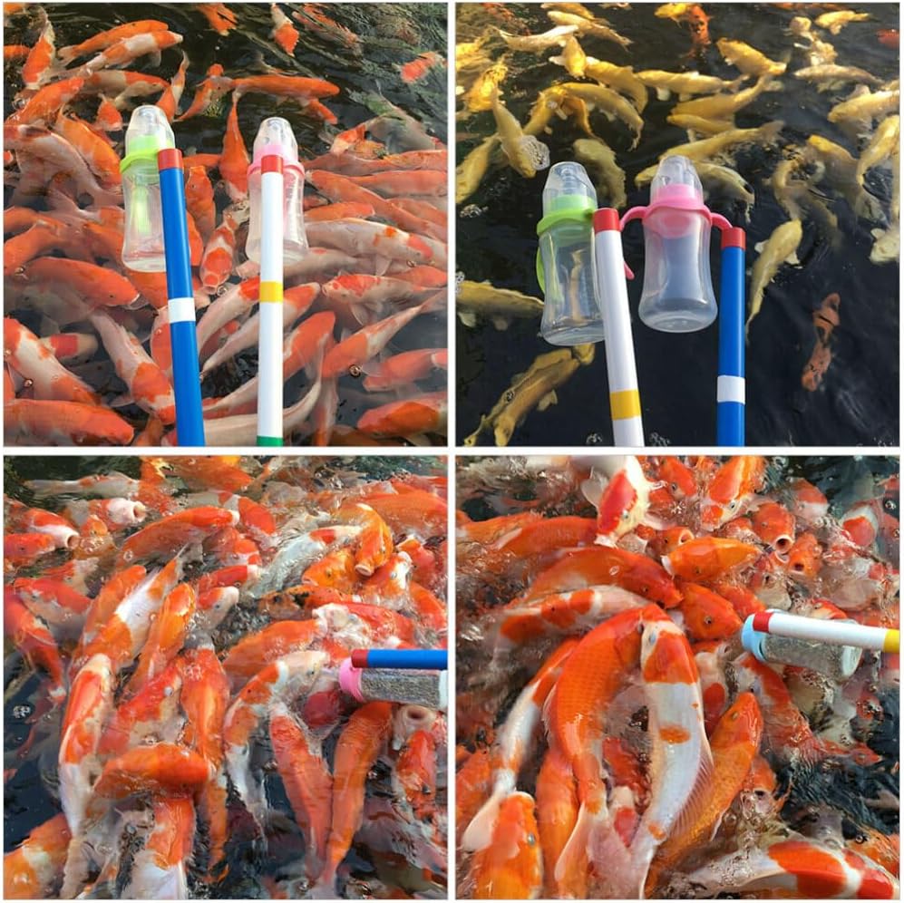 GANAZONO 2pcs Transparent Fish Feeder Bottle with Pole Carp Bottle for Aquarium Convenient Fish Feeding Supplies Sturdy Design for Cherry and Dwarf Carp