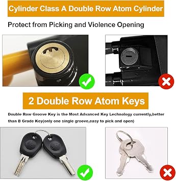 Steering Wheel Lock, Car Steering Wheel Locks, Universal Steering Locks, Heavy Duty Anti-Theft Device Fit for Cars, SUVs, Vans, Caravans, 2 Keys
