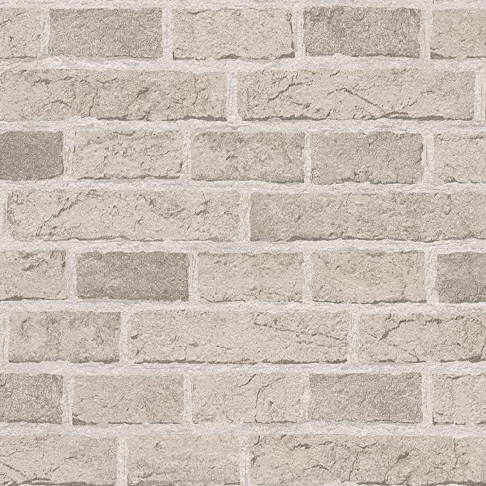 SOPHIE LAURENCE Realistic Grey Brick Wallpaper Rustic Slate Stone Effect Textured Embossed Vinyl Living Room Wall Paper (Grey)