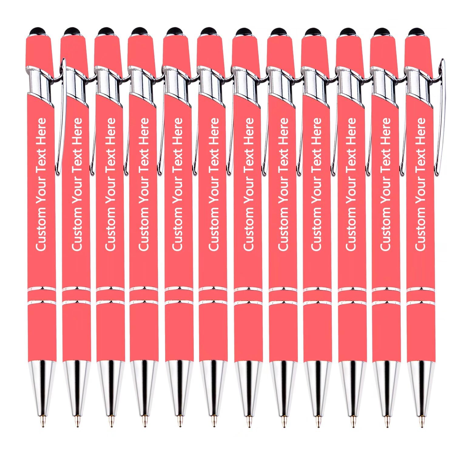 TAISGONGBY Personalised Pen Custom Engraving Pen with Stylus Nib Ballpoint Pen with Text Name Message Business Graduation Anniversary 120 Pack