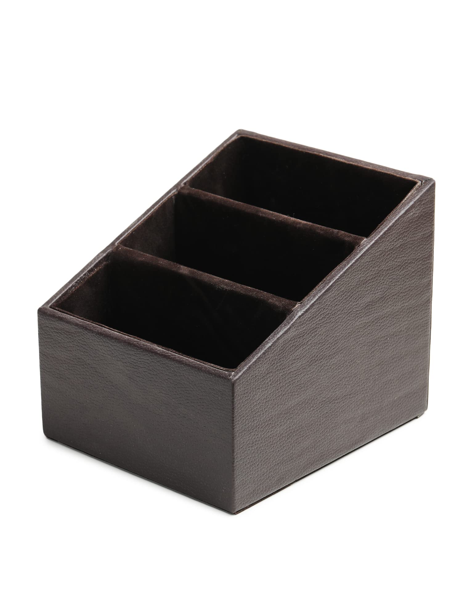 Organizer da scrivania in pelle sintetica, 3 scomparti, per ufficio, tavolo da studio, cosmetici, penne, matite, telecomando, strumenti cosmetici e articoli da ufficio (marrone)