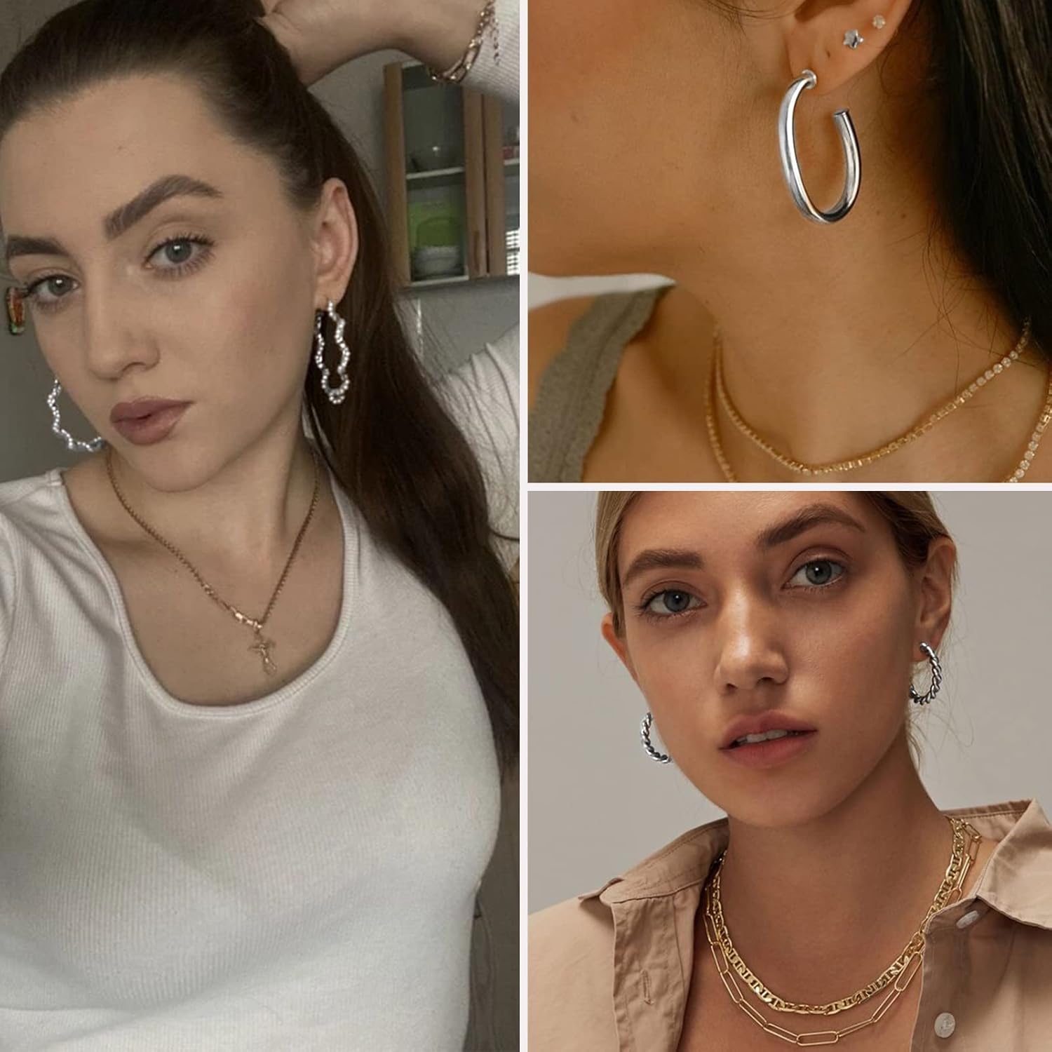 54 Pairs Gold Hoop Earrings Set for Women Multipack, Boho Fashion Statement Stud Hoop Earring Pack Butterfly Shaped Assorted Small Big Earrings for Jewelry - Image 6