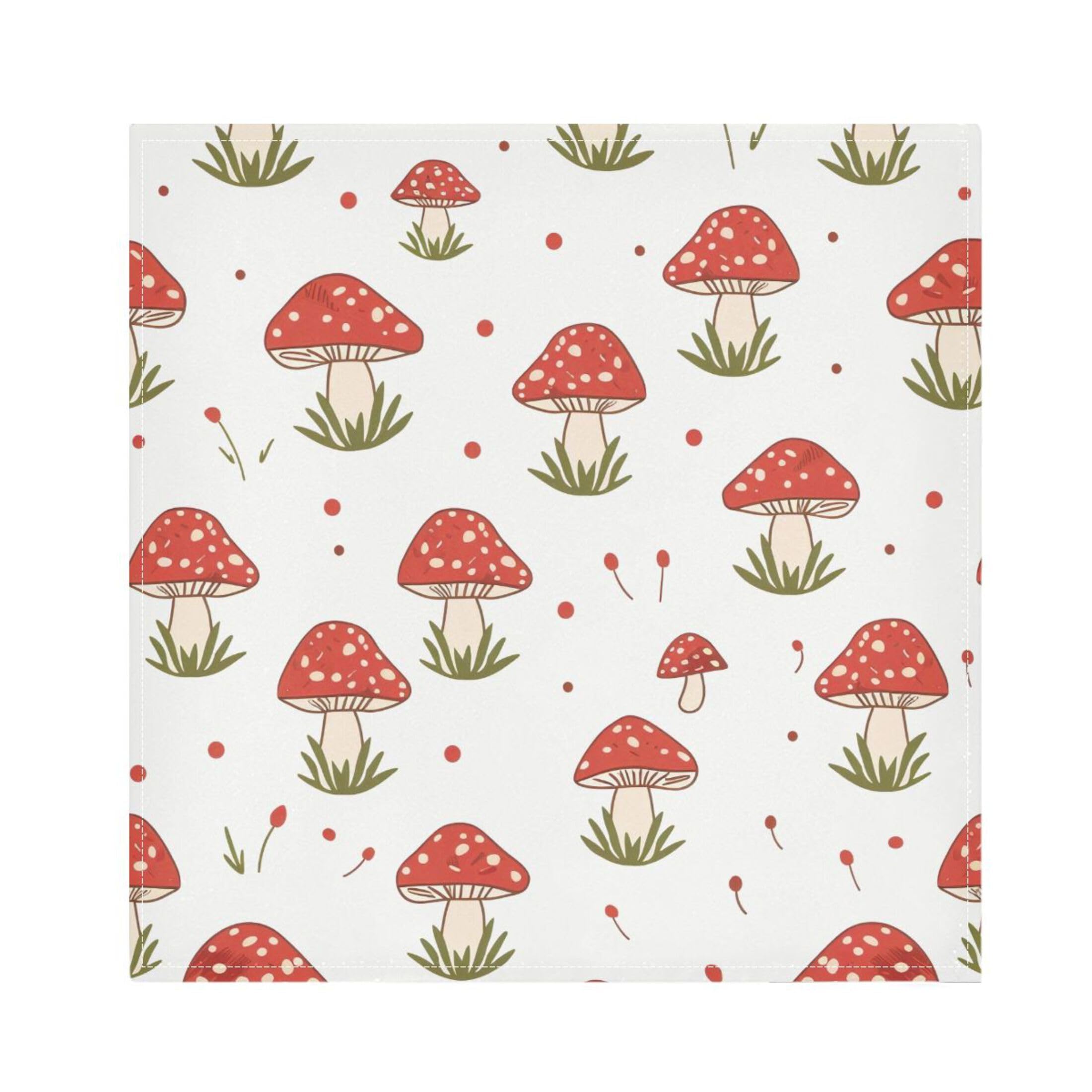 Fuauuyl Cloth Napkins Set of 6 Cute Mushroom Dinner Napkins 20x20 in, Washable & Reusable Fabric Table Napkin for Dining Parties Holiday, Eco-Friendly