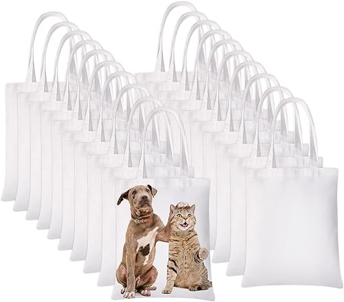 YOUKE OLA 20 bolsas de sublimación de lona en blanco para sublimación, bolsas de comestibles para decorar manualidades, color blanco