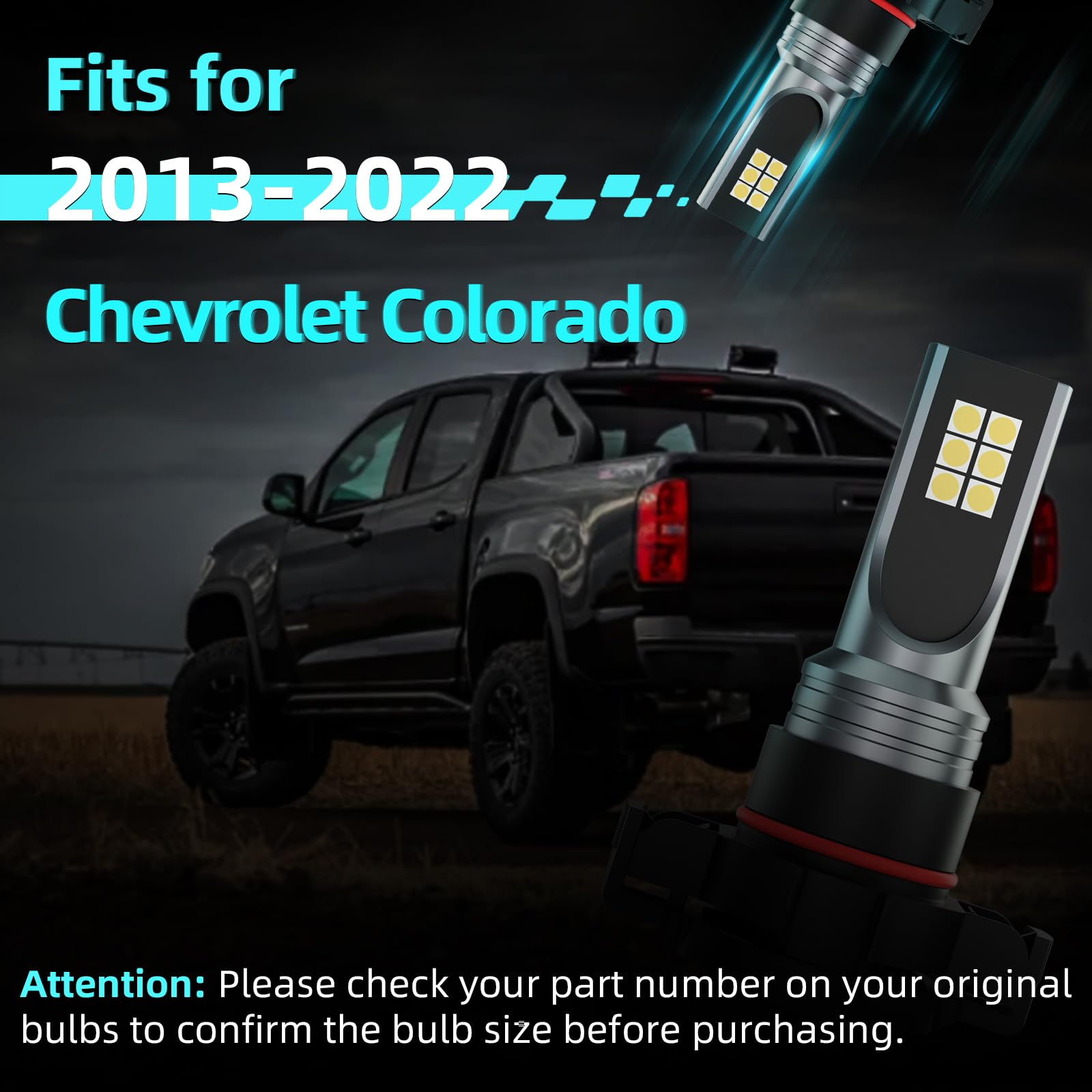 XFLHEHD Colorado LED Fog Lights Fits for 2013-2022 Chevrolet Colorado, 300% Brightness, 6500K Cool White, 2pcs Plug and Play Colorado Fog Light Blubs Package Replacement