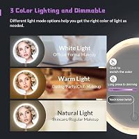 GRSTREE LED Világítású Sminktükör Érintéses Fényerő Szabályozással Rózsaszín Hordozható Asztali Kozmetikai Tükör USB Töltős 3