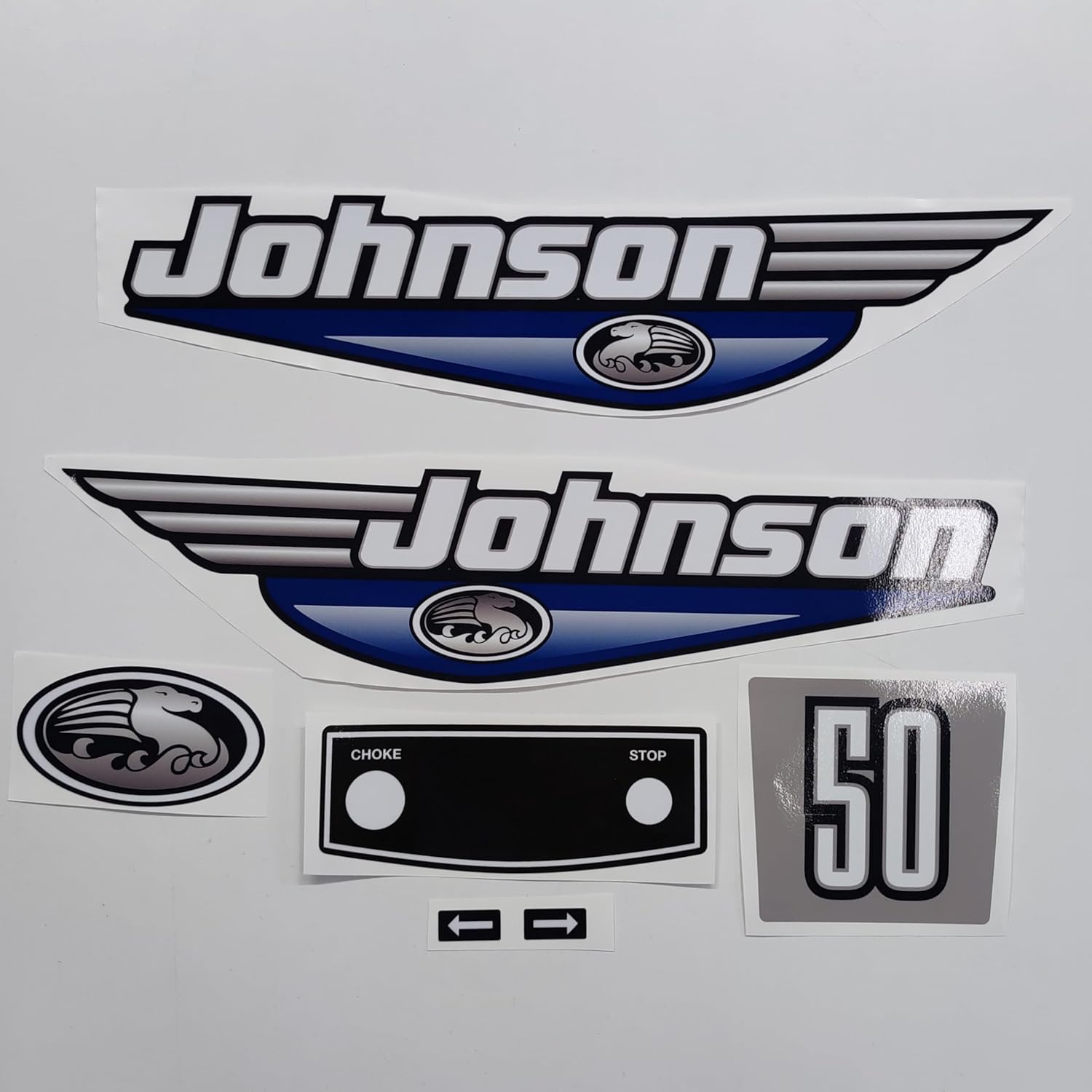 411 Decals Aftermarket Replacement for Johnson 50 (1992-2000) Blue Outboard Decal Sticker Set